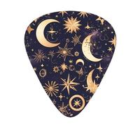 Wzywhj Púa de guitarra Golden Stars In The Night Sky Picture de fácil agarre, sensación cómoda, ukelele, guitarra acústica y eléctrica, púas de guitarra 12