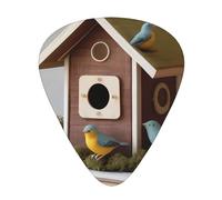 Wzywhj Púas de guitarra con diseño de casa de libro de pájaros, fácil agarre, para tu bajo, ukelele, guitarra acústica y eléctrica, 12 piezas
