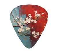 Wzywhj Púas de guitarra impresas en flor de almendro, 12 piezas, púas de fácil agarre para sostener en las manos, ukelele, guitarra eléctrica o acústica