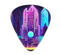 Wzywhj Púas de guitarra Sci-Fi City Pattern de fácil agarre para tu bajo, ukelele, guitarra acústica y eléctrica, 12 piezas
