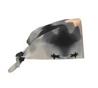 WZYWHJ Sansui - Gorro de trabajo de limpieza con estampado de empresa japonesa, gorra de chef para mujeres y hombres, ajustable, transpirable, color negro