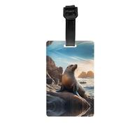 WZYWHJ Sea Lion on The Rocks - Etiquetas impresas para bolsa de equipaje, etiquetas de protección de privacidad para hombres y mujeres