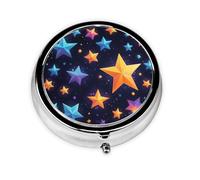 WZYWHJ Shining Stars in The Night Sky - Caja de medicina circular impresa portátil, de viaje con compartimentos, mini dispensador de píldoras