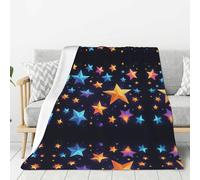 WZYWHJ Shining Stars in The Night Sky - Manta de franela gruesa estampada de 80 x 60 pulgadas, alfombra vertical suave de doble cara