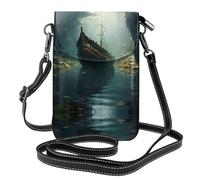 WZYWHJ Shipwreck at the bottom of the lake - Bolso cruzado de piel con solapa para teléfono, regalo versátil para mujeres, caminar, acampar, ir de compras y viajar