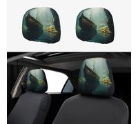 WZYWHJ Shipwreck at The Bottom of The Lake - Funda de almohada estampada para coche, 2 piezas, accesorios de funda de asiento, funda protectora universal
