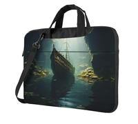 WZYWHJ Shipwreck at the bottom of the lake Printing Ultra-Thin Portable Single Shoulder Laptop Bag Computer Accessories Soft Shock for laptops, Black, 15.6 inch