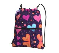 Wzywhj Shooting Star - Mochila con cordón y cremallera con estampado de corazón para senderismo, camping, yoga, práctica para llevar a diario