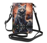 WZYWHJ Silver Fox Under Fireworks - Bolso cruzado de piel con solapa para teléfono, regalo versátil para mujeres, caminar, acampar, ir de compras y viajar