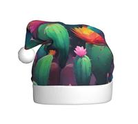 WZYWHJ Sombrero de Papá Noel de Navidad para adultos para vacaciones y fiestas de Navidad, ceremonias anuales, impresiones de cactus cibernéticos
