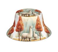 WZYWHJ Sombrero de pescador reversible con estampado de alpacas Under The Redwood Trees, para hombres y mujeres, protección para la cabeza para viajes y actividades al aire libre, color negro