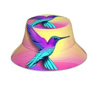 WZYWHJ Sombrero de pescador reversible con estampado de colibrí volador, para hombres y mujeres, sombrero de protección para viajes y actividades al aire libre, color negro