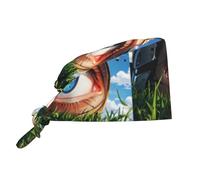 WZYWHJ Sombrero de trabajo de limpieza con estampado de ojos misteriosos, banda para el sudor, adecuado para hombres y mujeres, correa elástica ajustable, color negro