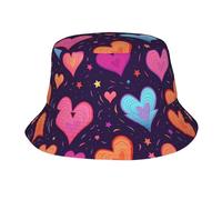 WZYWHJ Sombreros de pescador para adultos, con imagen de corazón y estrella fugaz para hombres y mujeres, protección solar de verano, color negro