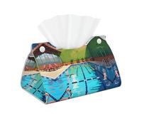 WZYWHJ Soporte rectangular para toallas de papel de impresión de flamenco y piscina, con correa inferior, moderna bolsa de almacenamiento decorativa