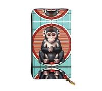 WZYWHJ Stylish The Silent Monkey - Cartera de piel estampada para mujer, material duradero, 12 ranuras para tarjetas, compartimentos con cremallera, color negro, talla única, Black, Talla única