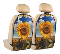WZYWHJ Sunflowers in The Rising Sun - Almohadilla de almacenamiento para asiento de coche con estampado de girasoles en el sol ascendente, 2 piezas, protector de asiento multifuncional después de la