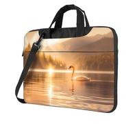 WZYWHJ Swan in the Lake Printing - Bolsa portátil ultrafina de un solo hombro, accesorios de computadora, suave a prueba de golpes para portátiles, Black, 15.6 inch