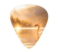 Wzywhj Swan In The Lake - Púas de guitarra impresas de 12 piezas, fácil agarre, para ukelele, guitarra eléctrica o acústica