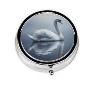 WZYWHJ Swan on The Water - Caja de medicina circular impresa portátil, de viaje, con compartimentos, mini dispensador de píldoras