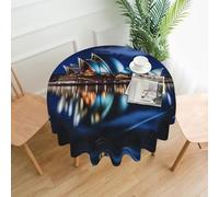WZYWHJ Sydney Opera House - Mantel largo redondo con estampado de casa de ópera de Sídney, antidesbordamiento y resistente a las arrugas, 152 cm