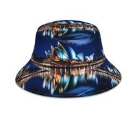 WZYWHJ Sydney Opera House - Sombrero de pescador con estampado de casa de ópera de doble cara, reflectante de doble cara, para viajes al aire libre, gorra de sol para playa