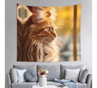 WZYWHJ Tapiz decorativo con diseño de gato con cabeza hacia abajo, de 60 x 51 pulgadas: suave, de calidad y ligero, adecuado para tapices colgantes de pared