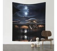 WZYWHJ Tapiz decorativo con estampado de ciudad futura de 152 x 129 cm, adecuado para colgar en la pared, dormitorio, telas de pared