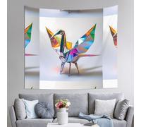 WZYWHJ Tapiz decorativo para interiores con diseño de grulla colorida de origami, 152 x 129 cm, suave, de calidad y ligero, adecuado para colgar en la pared