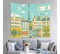 WZYWHJ Tapiz decorativo para interiores con diseño de la torre Eiffel de París, 152 x 129 cm, suave, de calidad y ligero, adecuado para tapices colgantes de pared