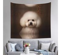 WZYWHJ Tapiz decorativo para interiores con estampado de perro bichon frise de 152 x 129 cm: suave, de calidad y ligero, adecuado para tapices colgantes de pared