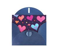 WZYWHJ Tarjeta de felicitación azul de 15 x 10 cm con sobre para Navidad, cumpleaños, día de San Valentín, invitación a fiestas, estrellas fugaces y corazones