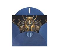 WZYWHJ Tarjeta de felicitación azul de 15 x 10 cm con sobre para Navidad, cumpleaños, día de San Valentín, invitaciones de fiesta, impresiones de escarabajo montadas