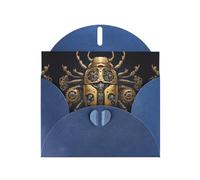 WZYWHJ Tarjeta de felicitación azul de 15 x 10 cm con sobre para Navidad, cumpleaños, día de San Valentín, invitaciones de fiesta, impresiones de escarabajo montadas