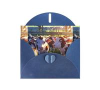 WZYWHJ Tarjeta de felicitación azul de 15 x 10 cm con sobre para Navidad, cumpleaños, día de San Valentín, invitaciones a fiestas, bonitas impresiones de vaca