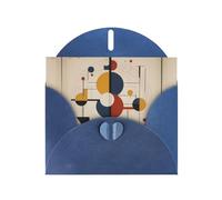 WZYWHJ Tarjeta de felicitación azul de 15 x 10 cm con sobre para Navidad, cumpleaños, día de San Valentín, invitaciones de fiesta, impresiones de cubo Bauhaus