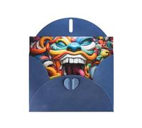 WZYWHJ Tarjeta de felicitación azul de 15 x 10 cm con sobre para Navidad, cumpleaños, día de San Valentín, invitación de fiesta, arte de graffiti y payaso impreso