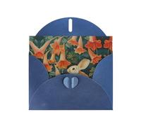 WZYWHJ Tarjeta de felicitación azul de 15 x 10 cm con sobre para Navidad, cumpleaños, día de San Valentín, invitación de fiesta, conejito bajo la gloria de la mañana, impresa