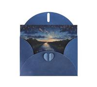 WZYWHJ Tarjeta de felicitación azul de 15 x 10 cm con sobre para Navidad, cumpleaños, día de San Valentín, invitación a fiestas, estrellas brillantes y ríos impresos