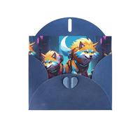 WZYWHJ Tarjeta de felicitación azul de 15 x 10 cm con sobre para Navidad, cumpleaños, día de San Valentín, invitaciones a fiestas, paquete de lobos cibernéticos