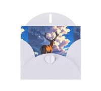 WZYWHJ Tarjeta de felicitación blanca de 15 x 10 cm con sobre para Navidad, cumpleaños, día de San Valentín, invitaciones de fiesta, ciervos en las llanuras