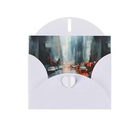 WZYWHJ Tarjeta de felicitación blanca de 15 x 10 cm con sobre para Navidad, cumpleaños, día de San Valentín, invitaciones a fiestas, impresiones borrosas de ciudad