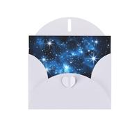 WZYWHJ Tarjeta de felicitación blanca de 15 x 10 cm con sobre para Navidad, cumpleaños, día de San Valentín, invitación a fiestas, estrellas azules brillantes