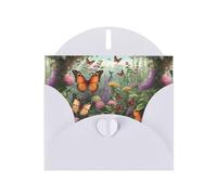 WZYWHJ Tarjeta de felicitación blanca de 15 x 10 cm con sobre para Navidad, cumpleaños, día de San Valentín, invitaciones de fiesta, impresiones de enjambre de mariposas