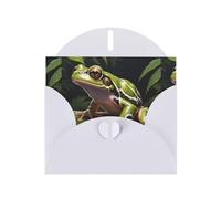 WZYWHJ Tarjeta de felicitación blanca de 15 x 10 cm con sobre para Navidad, cumpleaños, día de San Valentín, invitación a fiestas, impresiones de rana de árbol de rayo