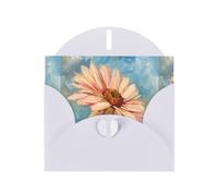WZYWHJ Tarjeta de felicitación blanca de 15 x 10 cm con sobre para Navidad, cumpleaños, día de San Valentín, invitación de fiesta, estilo pintura al óleo, estampado de margaritas
