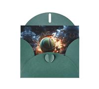 WZYWHJ Tarjeta de felicitación de día festivo verde oscuro de 15 x 10 cm con sobre para Navidad, cumpleaños, día de San Valentín, invitación de fiesta, fiebre del rayo, imagen de tenis