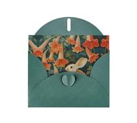 WZYWHJ Tarjeta de felicitación de día festivo verde oscuro de 15 x 10 cm con sobre para Navidad, cumpleaños, día de San Valentín, invitación de fiesta, conejito bajo la gloria de la mañana impresa