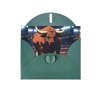 WZYWHJ Tarjeta de felicitación de día festivo verde oscuro de 15 x 10 cm con sobre para Navidad, cumpleaños, día de San Valentín, invitaciones a fiestas, impresiones de toros valientes