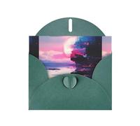 WZYWHJ Tarjeta de felicitación de día festivo verde oscuro de 6 x 4 pulgadas con sobre para Navidad, cumpleaños, día de San Valentín, invitaciones a fiestas, impresiones de media barrera del universo